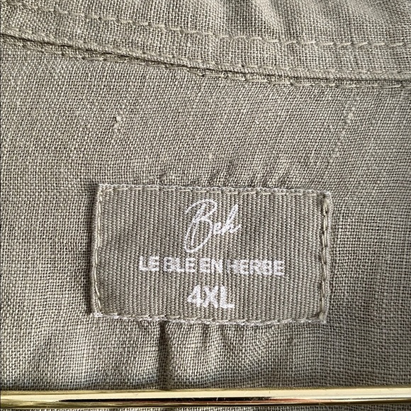 French Linen Sage Green Button Up• Size 4XL - Picture 3 of 8